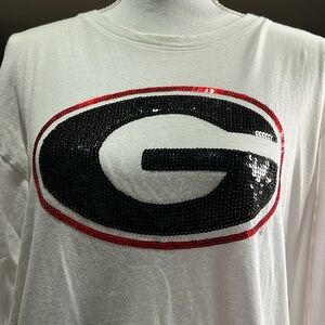 PINK Victoria’s Secret Women's Georgia Bulldogs Long Sleeve Shirt Sequins Small